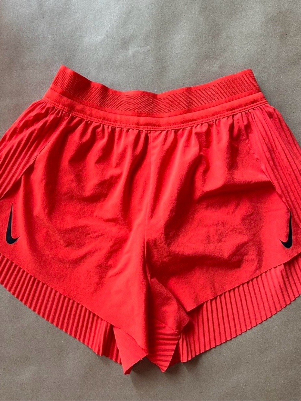 Nike Aeroswift Women's Bright Red Athletic Running Shorts with Black Swoosh
